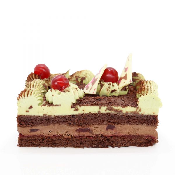 Brunetti Pistachio & Cherry Black Forest Cake - Cross section