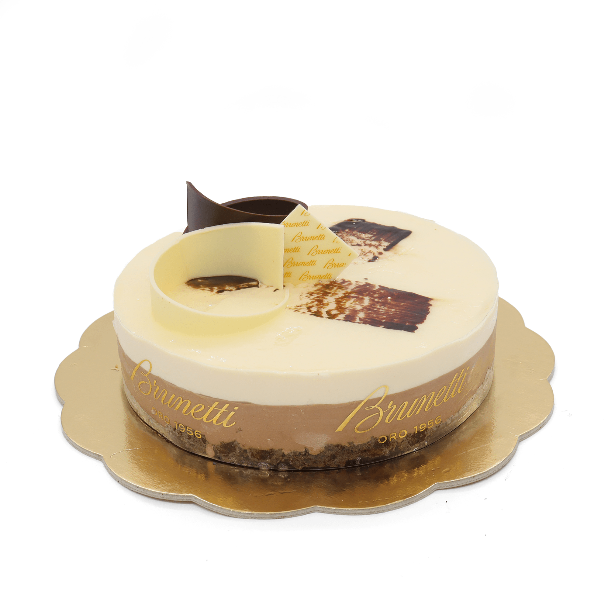 A decadent Cookies and Cream Cheesecake on a gold plate.