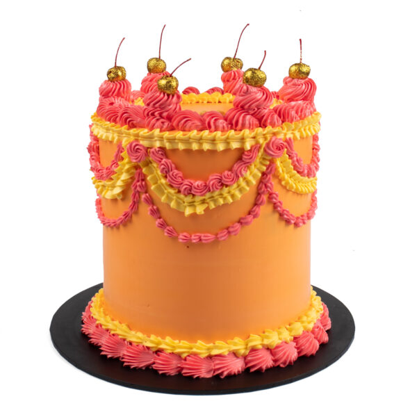 orange yellow and pink vintage cake