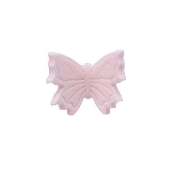 A small pink butterfly on a white background.