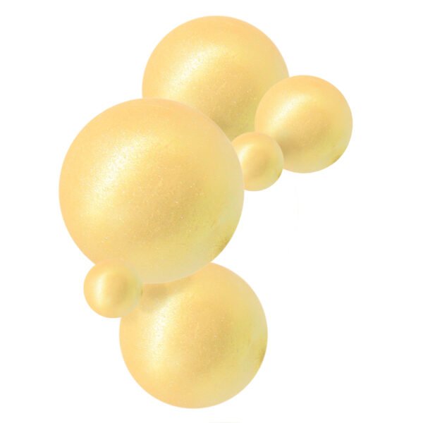 A group of gold spheres on a white background.