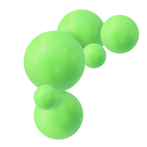 A group of green spheres on a white background.