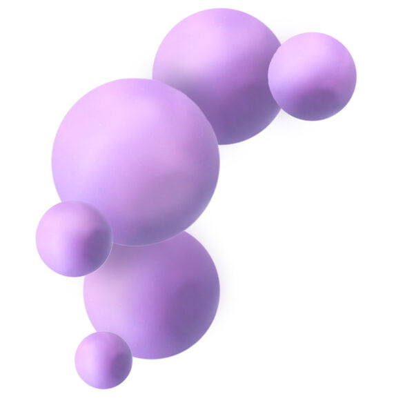 A group of purple spheres on a white background.