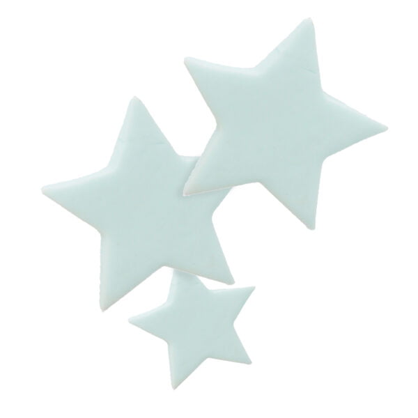 Three white stars on a white background.