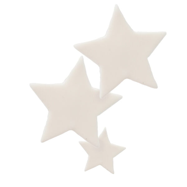Three white stars on a white background.