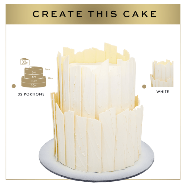 A white Scultura with the words create this cake.