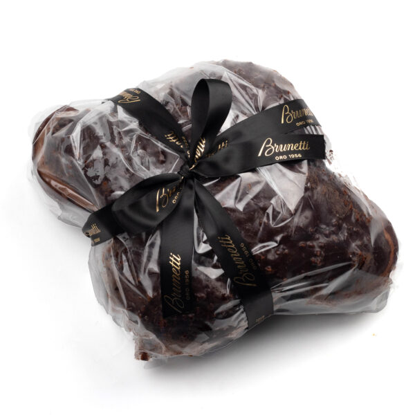 Gianduia Colomba Bagged with a black ribbon, labeled "brunetti oro 1998," on a white background.